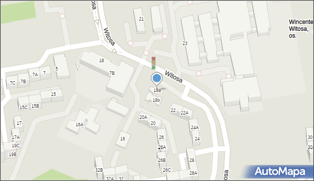 Katowice, Witosa Wincentego, 18a, mapa Katowic