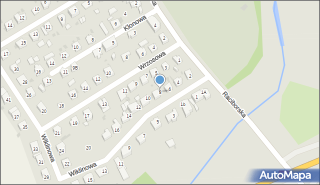 Kędzierzyn-Koźle, Wiklinowa, 8, mapa Kędzierzyna-Koźle