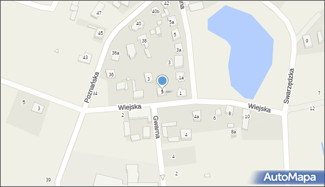 Kicin, Wiejska, 5, mapa Kicin