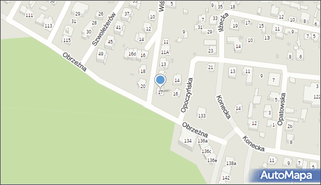 Kielce, Wiślicka, 17, mapa Kielc