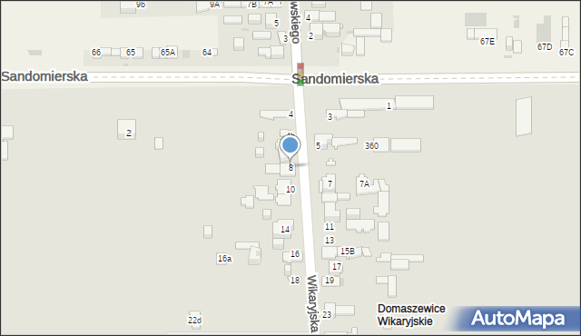 Kielce, Wikaryjska, 8, mapa Kielc