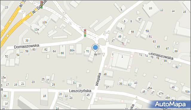 Kielce, Wiejska, 55, mapa Kielc