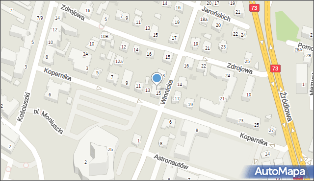 Kielce, Winnicka, 11, mapa Kielc