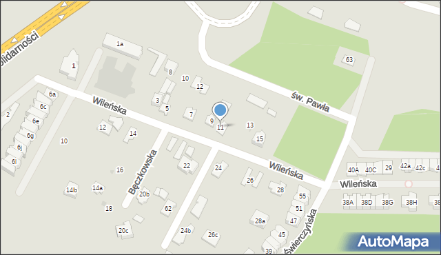 Kielce, Wileńska, 11, mapa Kielc