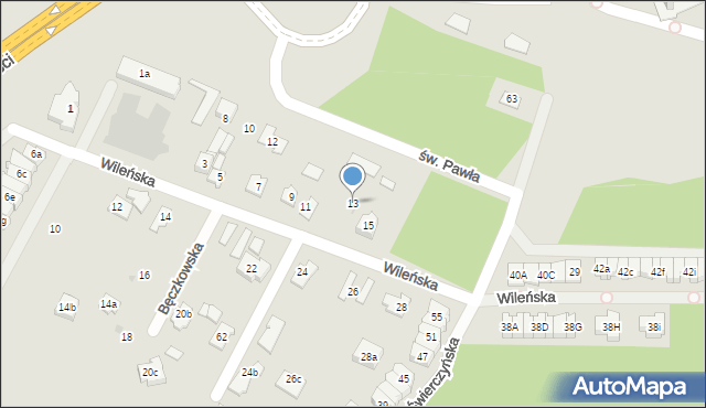 Kielce, Wileńska, 13, mapa Kielc