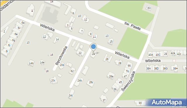 Kielce, Wileńska, 24, mapa Kielc