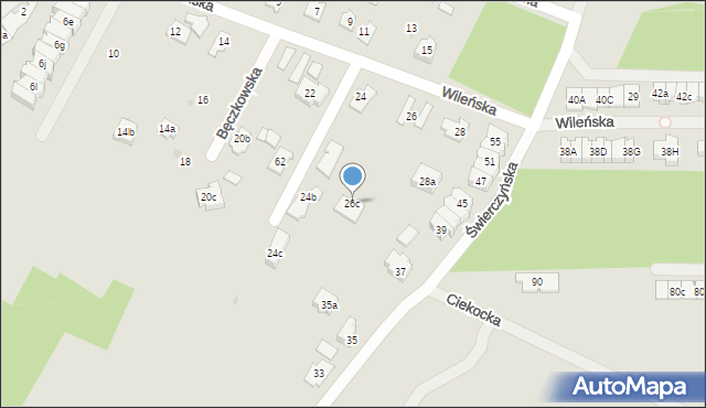 Kielce, Wileńska, 26c, mapa Kielc