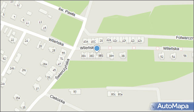 Kielce, Wileńska, 40, mapa Kielc