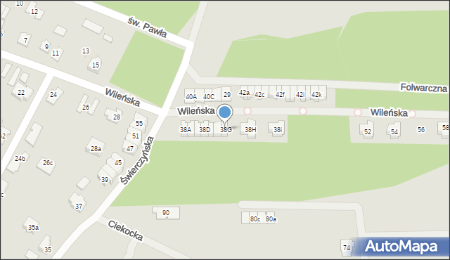 Kielce, Wileńska, 42, mapa Kielc