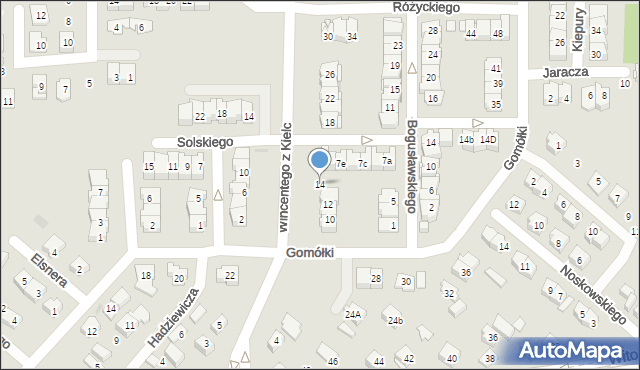 Kielce, Wincentego z Kielc, 14, mapa Kielc
