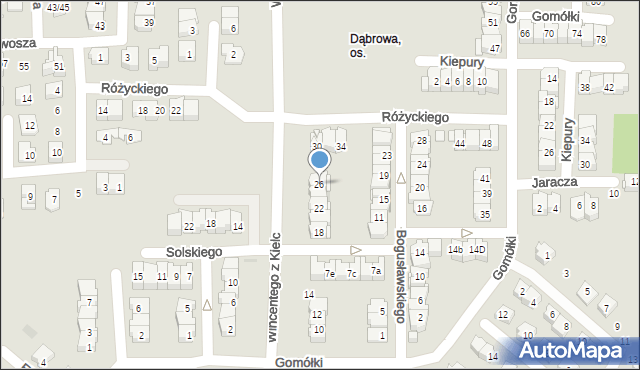 Kielce, Wincentego z Kielc, 26, mapa Kielc