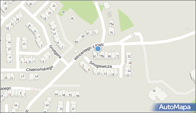 Kielce, Wincentego z Kielc, 62, mapa Kielc