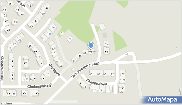 Kielce, Wincentego z Kielc, 71, mapa Kielc