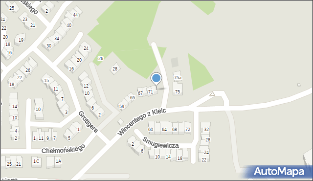 Kielce, Wincentego z Kielc, 73, mapa Kielc