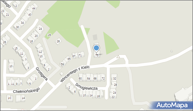 Kielce, Wincentego z Kielc, 75, mapa Kielc