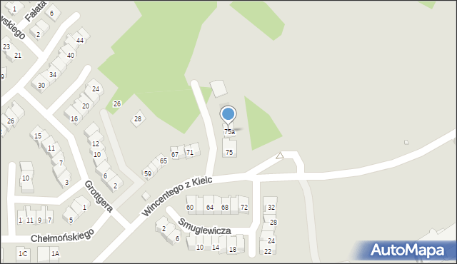 Kielce, Wincentego z Kielc, 75a, mapa Kielc