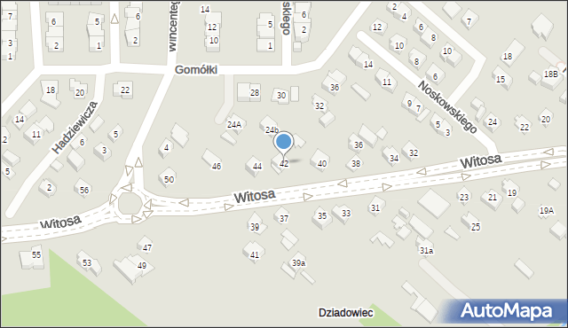 Kielce, Witosa Wincentego, 42, mapa Kielc