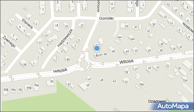 Kielce, Witosa Wincentego, 50, mapa Kielc