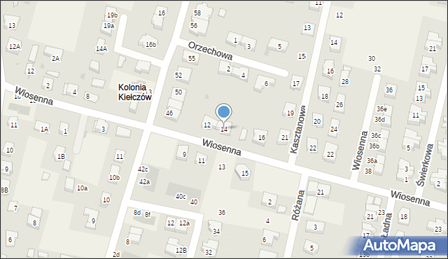 Kiełczów, Wiosenna, 14, mapa Kiełczów