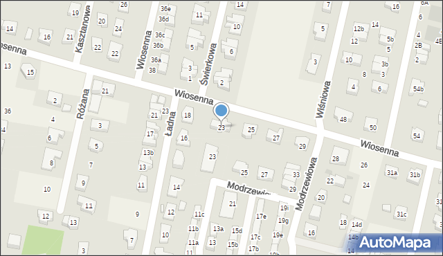 Kiełczów, Wiosenna, 23, mapa Kiełczów