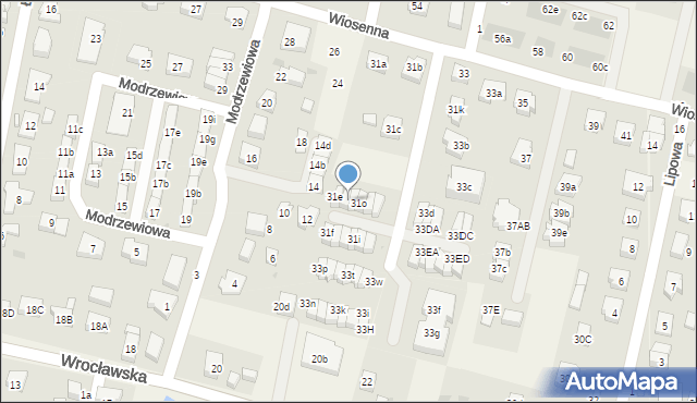 Kiełczów, Wiosenna, 31n, mapa Kiełczów