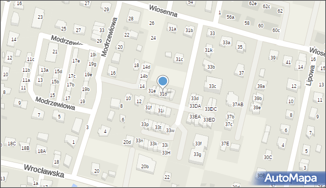 Kiełczów, Wiosenna, 31o, mapa Kiełczów