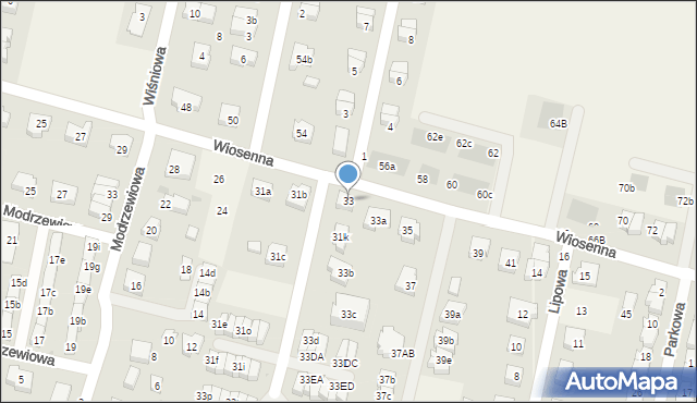 Kiełczów, Wiosenna, 33, mapa Kiełczów