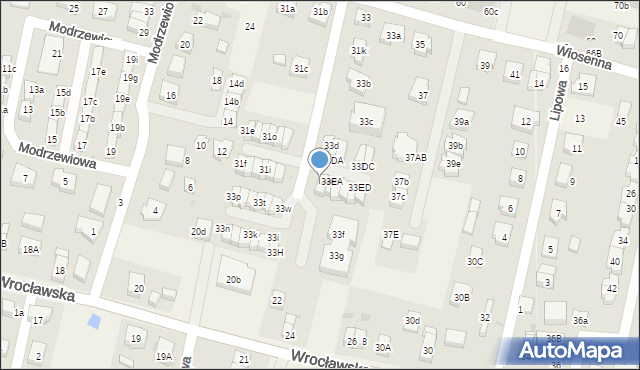 Kiełczów, Wiosenna, 33e, mapa Kiełczów