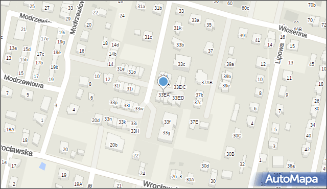 Kiełczów, Wiosenna, 33EA, mapa Kiełczów