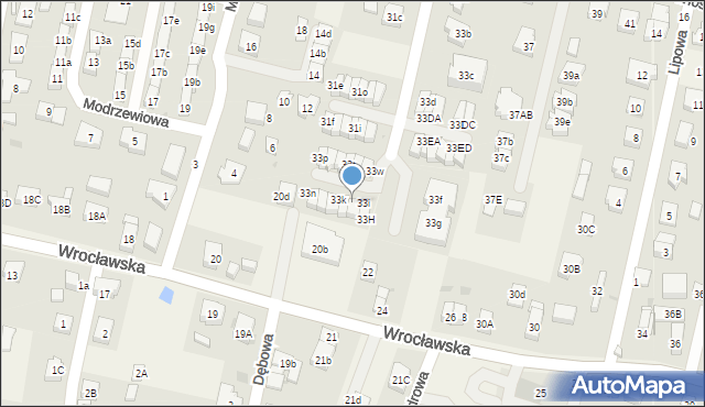 Kiełczów, Wiosenna, 33j, mapa Kiełczów