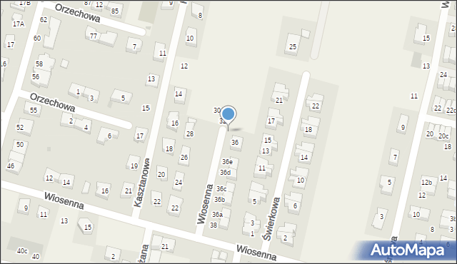 Kiełczów, Wiosenna, 34, mapa Kiełczów