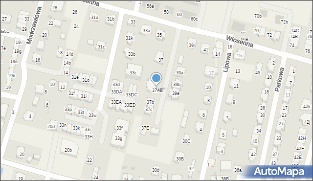 Kiełczów, Wiosenna, 37AB, mapa Kiełczów