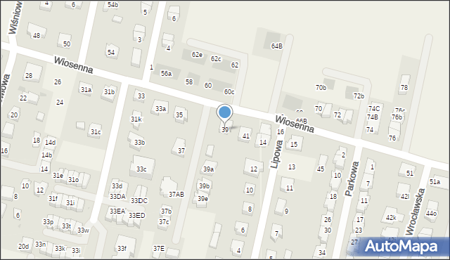 Kiełczów, Wiosenna, 39, mapa Kiełczów