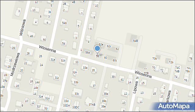 Kiełczów, Wiosenna, 58, mapa Kiełczów