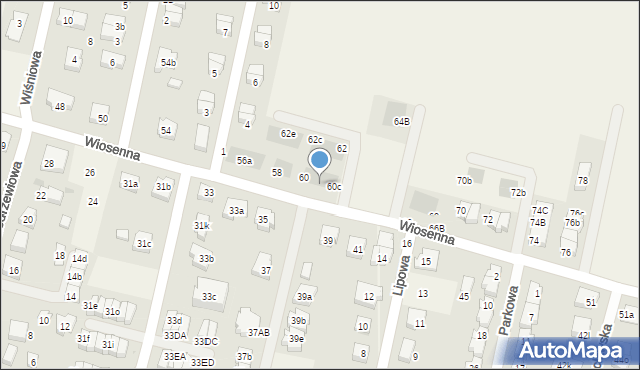 Kiełczów, Wiosenna, 60b, mapa Kiełczów