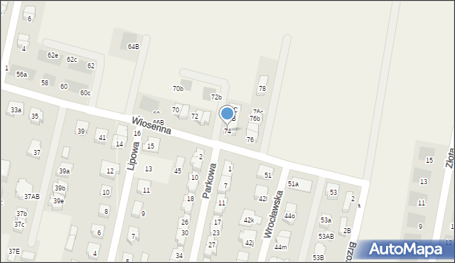 Kiełczów, Wiosenna, 74, mapa Kiełczów