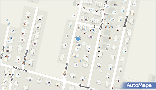 Kiełczów, Wiśniowa, 12b, mapa Kiełczów