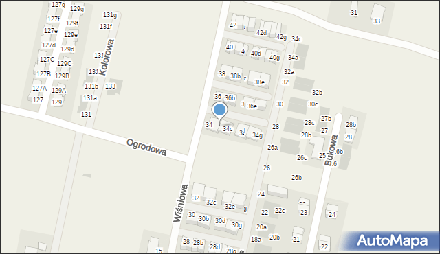 Kiełczów, Wiśniowa, 34b, mapa Kiełczów