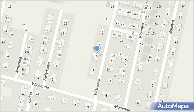 Kiełczów, Wiśniowa, 5, mapa Kiełczów