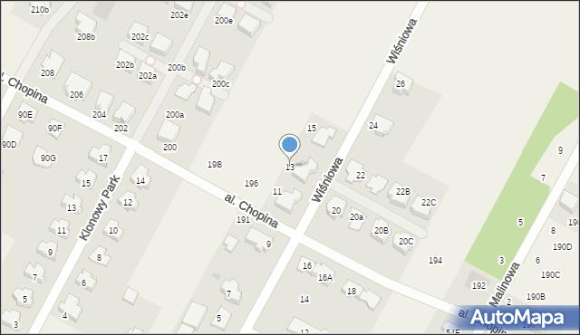 Kiełpin, Wiśniowa, 13, mapa Kiełpin