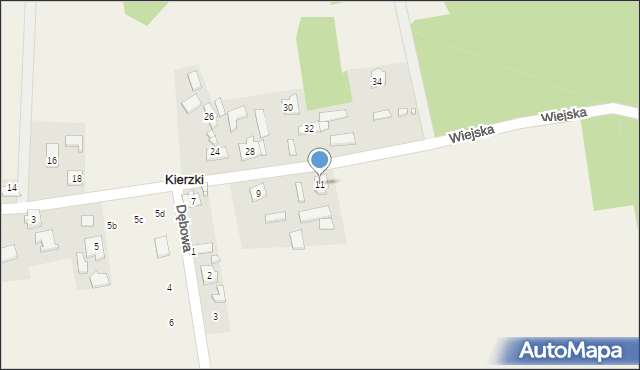 Kierzki, Wiejska, 11, mapa Kierzki