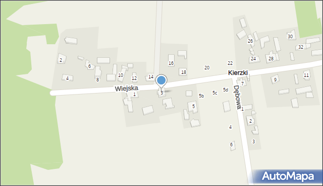 Kierzki, Wiejska, 3, mapa Kierzki