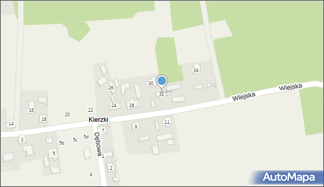 Kierzki, Wiejska, 32, mapa Kierzki
