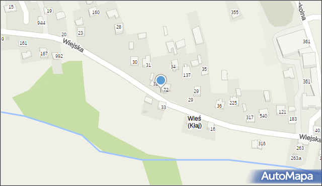 Kłaj, Wiejska, 72, mapa Kłaj