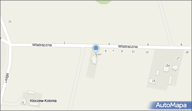 Kłoczew, Wiatraczna, 3, mapa Kłoczew