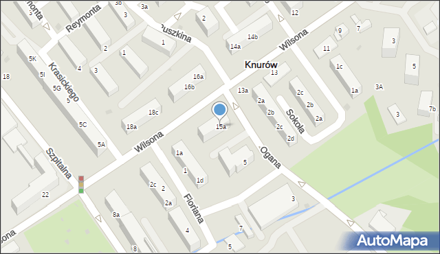 Knurów, Wilsona Thomasa Woodrowa, 15a, mapa Knurów
