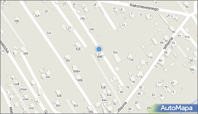 Knurów, Wilsona Thomasa Woodrowa, 80B, mapa Knurów