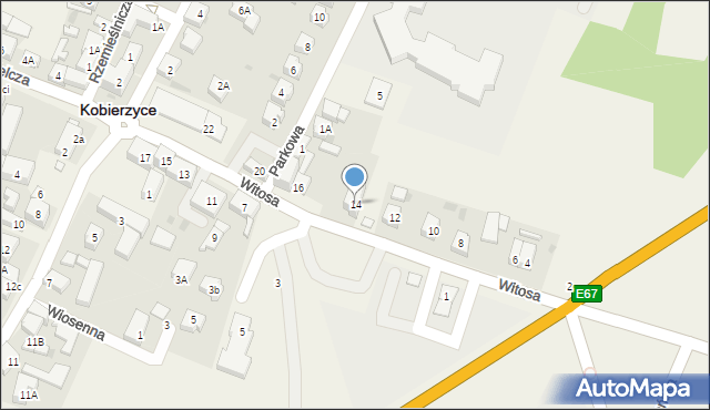Kobierzyce, Witosa Wincentego, 14, mapa Kobierzyce