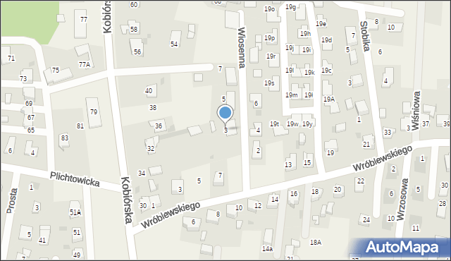 Kobiór, Wiosenna, 3, mapa Kobiór