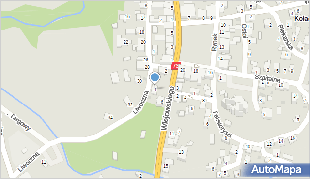 Kołaczyce, Wiejowskiego, burm., 4, mapa Kołaczyce